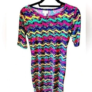 Lularoe small multicolor abstract floral Julia‎ t shirt pencil dress. NWT